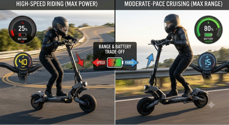 Battery Life and Range Trade-Offs at High Speed