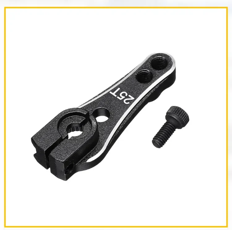 Aluminum and plastic servo horns for an RC crawler steering servo