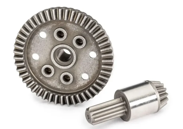 Comparison of proper and overly tight ring gear and pinion mesh in an RC differential