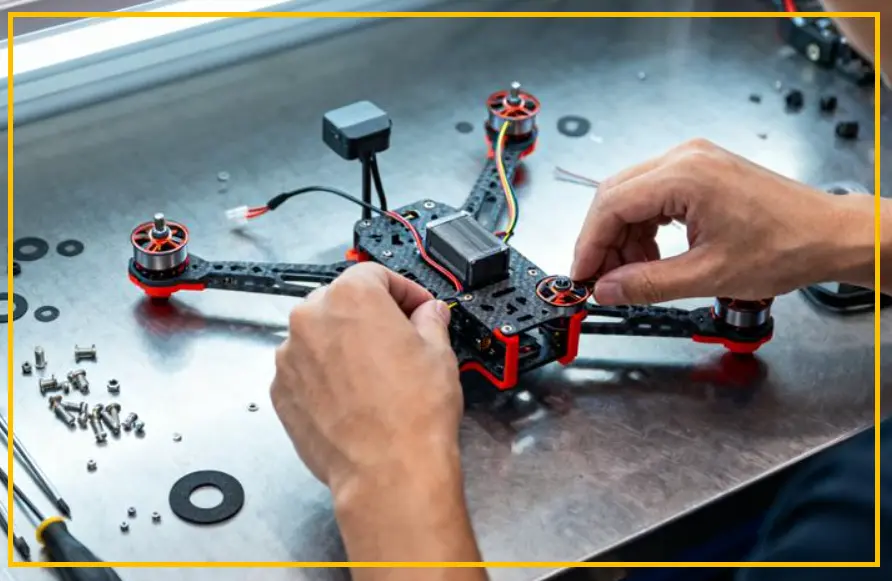 FPV quadcopter propellers installed on their corresponding motors