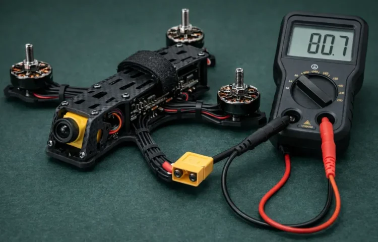 Testing an FPV drone motor and ESC connections during troubleshooting
