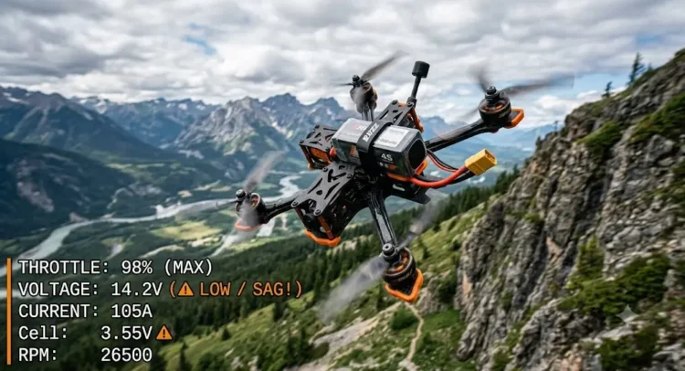 Drone Battery Voltage Drop on Throttle